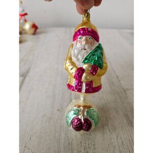Vintage Radko bavarian Santa pinecone ball‎ ornament drop glass Xmas tree